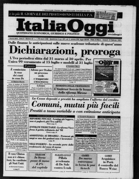 Italia oggi : quotidiano di economia finanza e politica